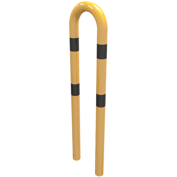 Anti-nudge hoop | steel tube  76 mm | yellow / black | total width: 400 | height above ground: 1150 mm | for casting in concrete